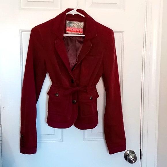 Free People burgundy velvet blazer, size 2 - Picture 2 of 9